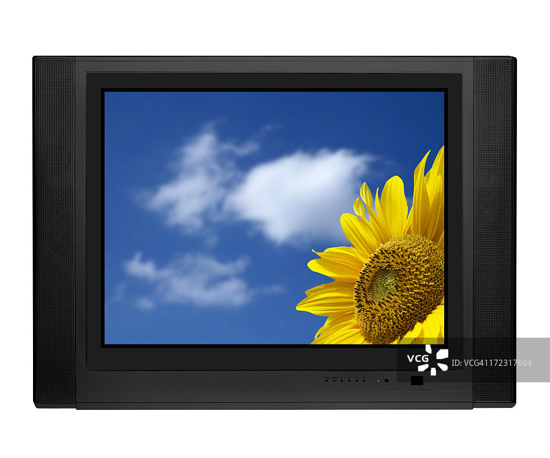 带剪切路径的扁平CRT电视（白色背景，已隔离）图片素材