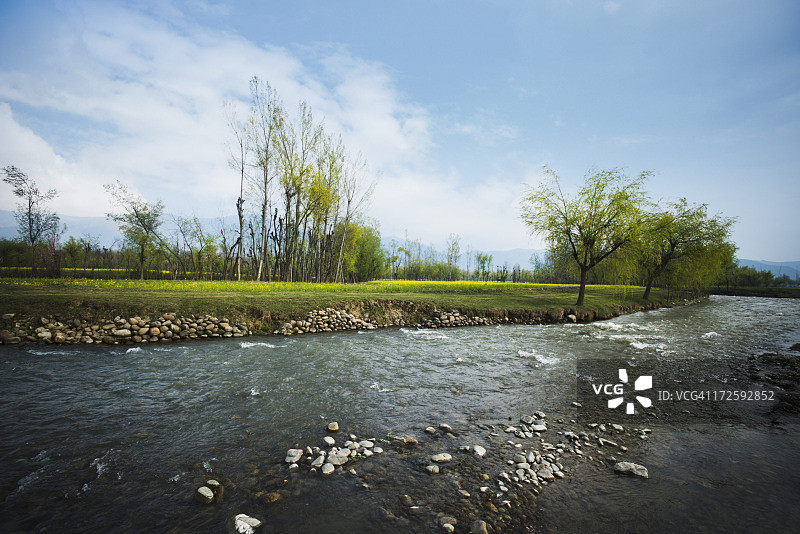 印度查谟和克什米尔安南塔那格地区帕哈尔加姆山谷中的河流图片素材