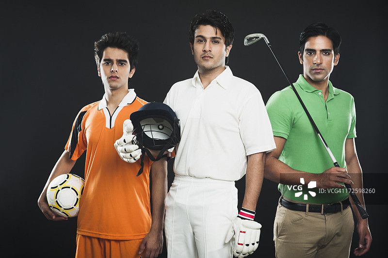 三位不同运动员的肖像图片素材