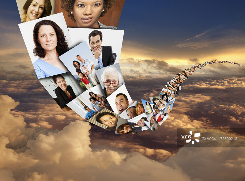 天空中的人脸照片插图图片素材