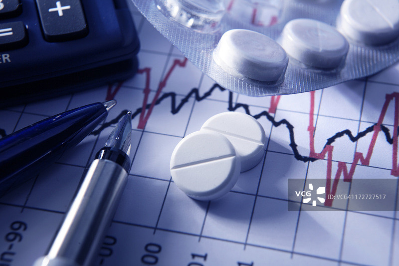 金融：股票图表上的止痛药图片素材