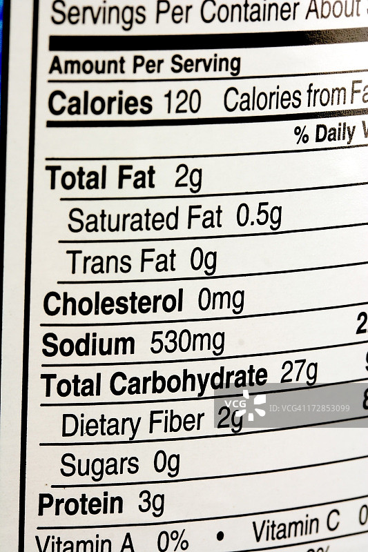 营养标签图片素材