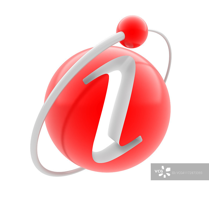 带有字母I的红色3D原子球体，用于信息图片素材