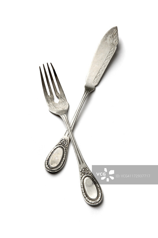 厨房用具：鱼叉和刀图片素材