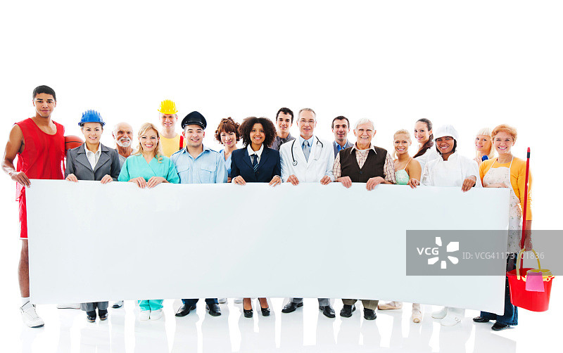 各行业人士手持空白纸张图片素材