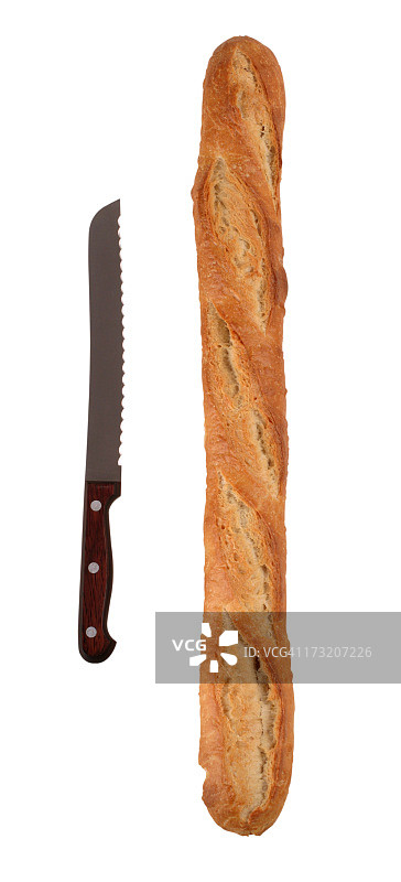 带面包刀的法棍面包图片素材