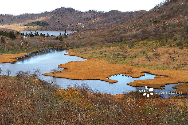 赤城山觉满渊的秋景图片素材