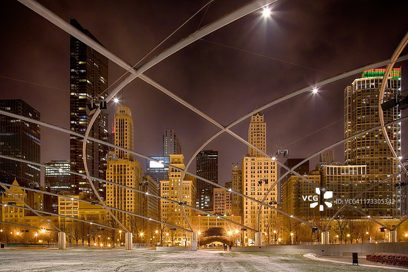 芝加哥千禧公园天际线图片素材