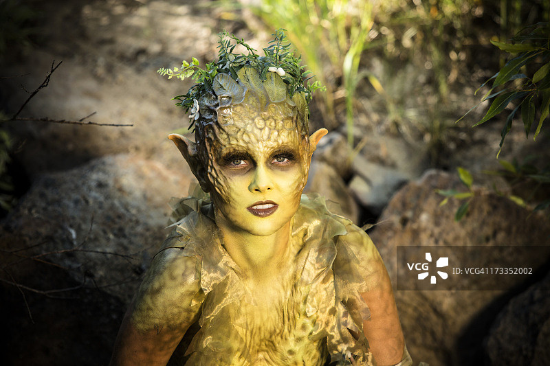 人物：看着镜头的水仙女，神秘特写图片素材