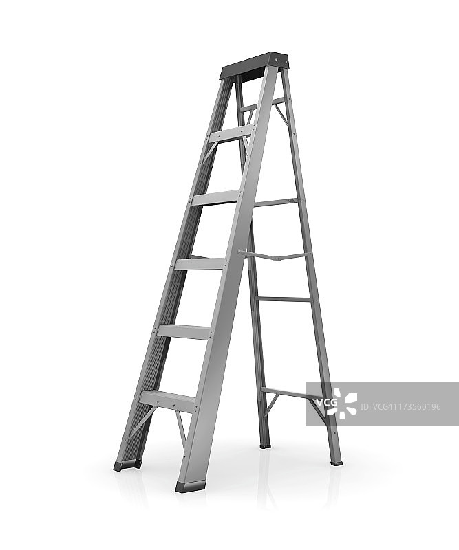 白色背景上的灰色梯子图片素材