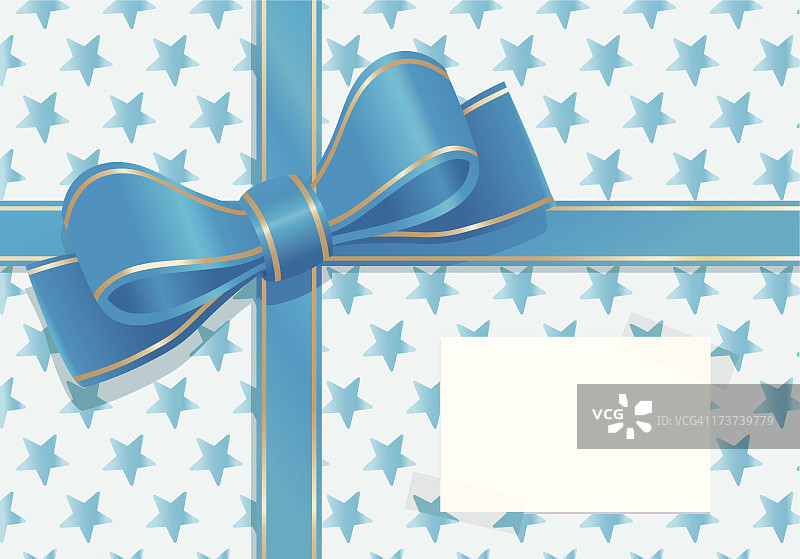 带蓝色星星的礼品包装纸图片素材