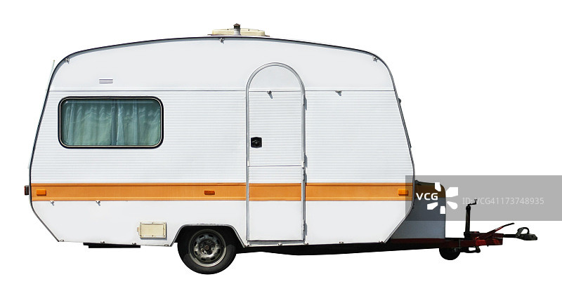 黑白背景上的带挂钩的旅行拖车图片素材