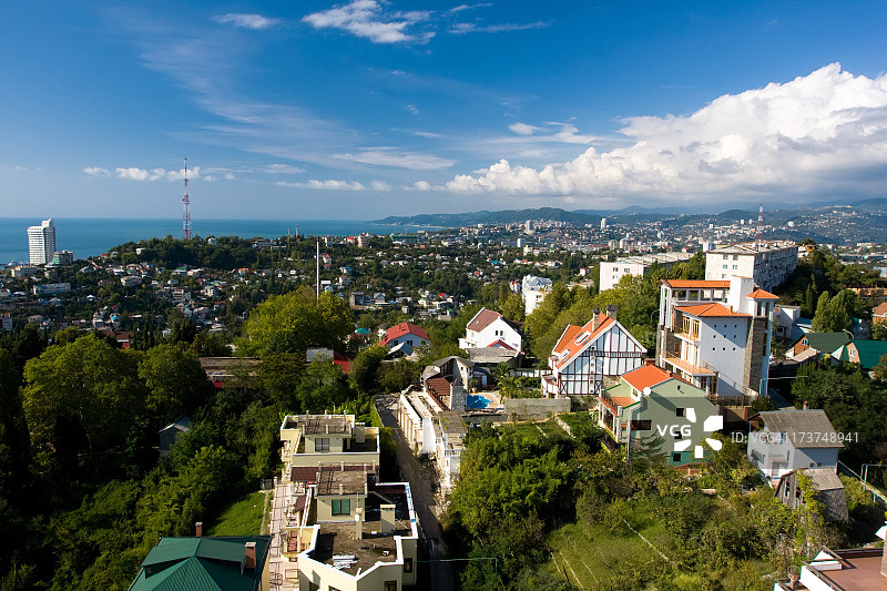从植物园观察甲板看到的索契景色图片素材