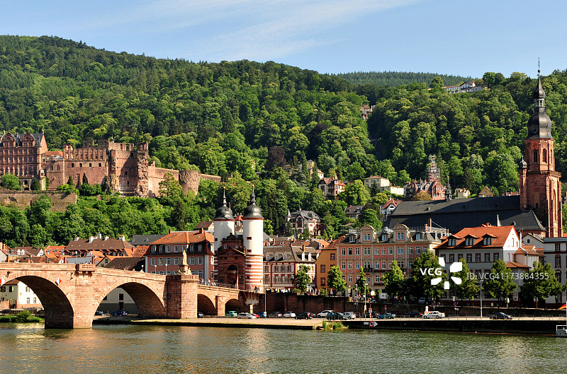 德国内卡河畔的海德堡小镇图片素材