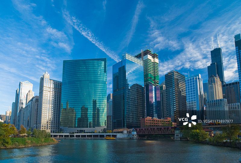 芝加哥河天际线图片素材