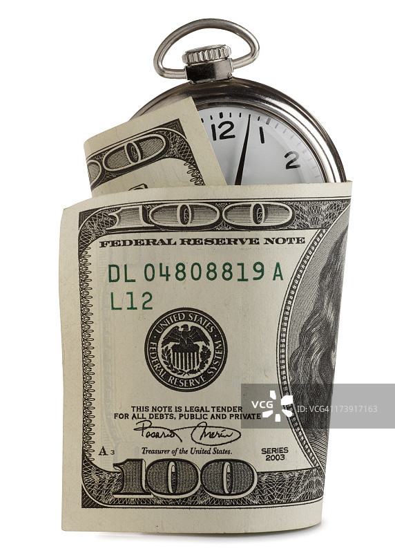 怀表上的百元美钞图片素材