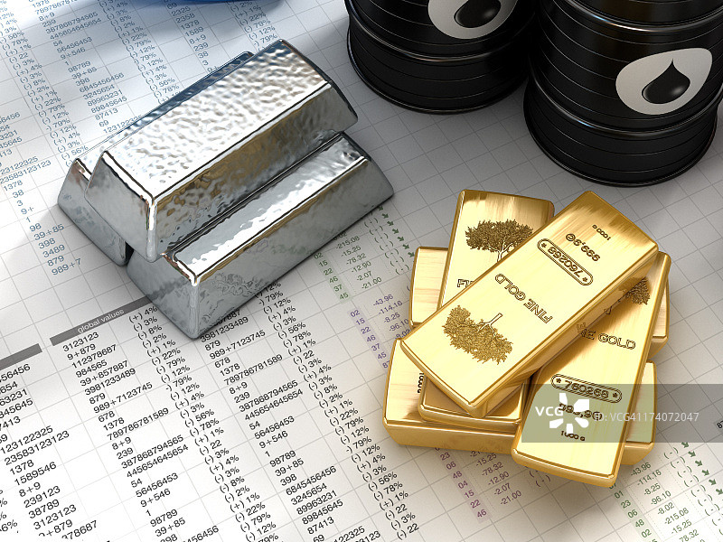 银色、金色和油图片素材