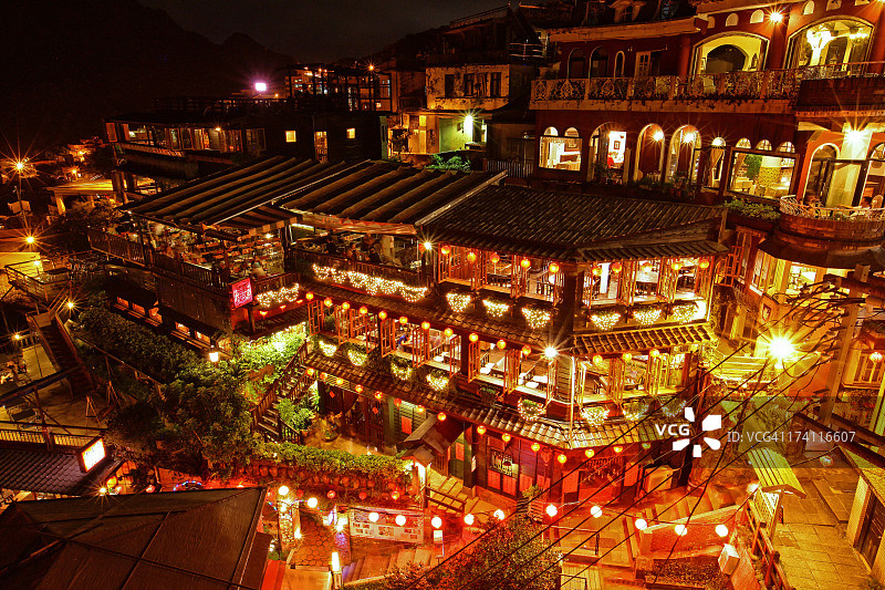 九份老街夜景图片素材