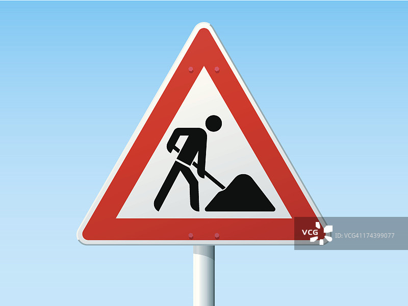 德国道路施工警告标志图片素材