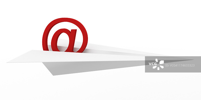 带有@的3D纸飞机图片素材