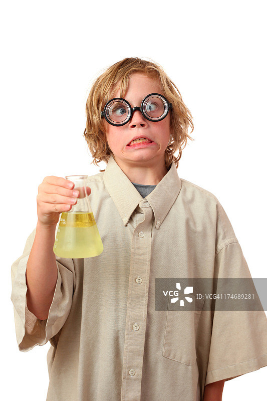 疯狂的男孩科学家图片素材