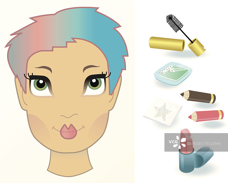 带有化妆品的时尚面孔图片素材