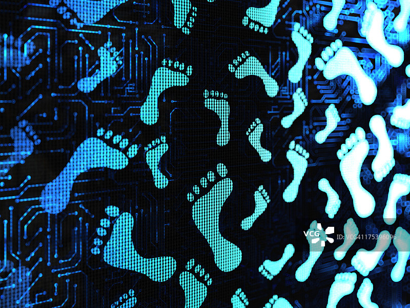 多个脚印的数字图像图片素材