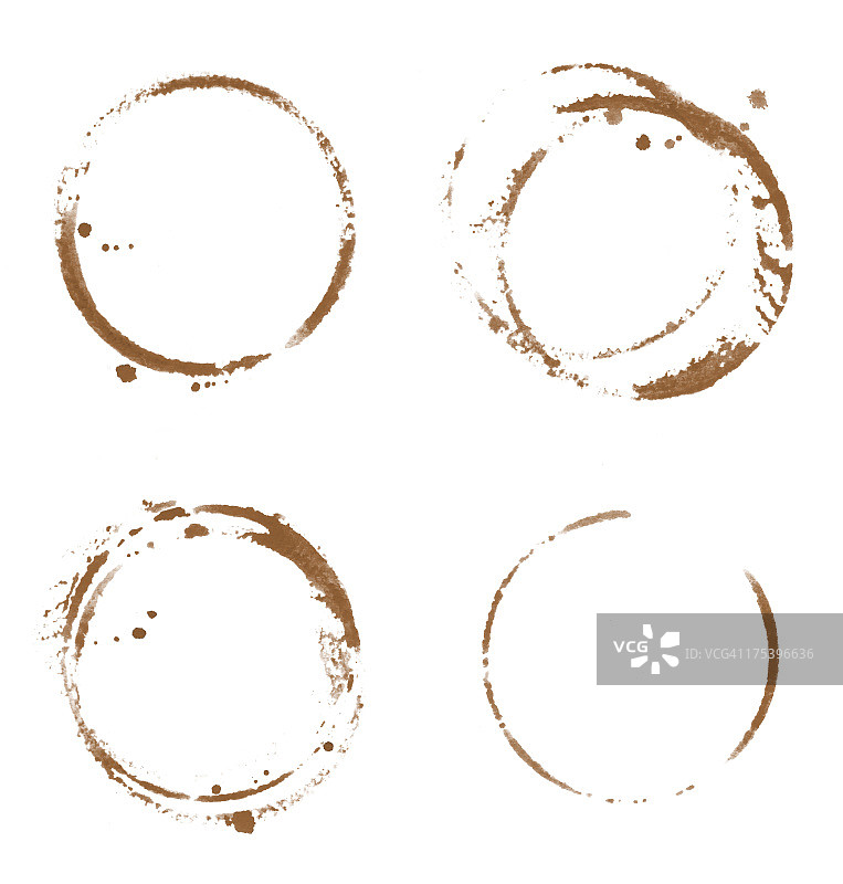 四个咖啡杯渍图片素材