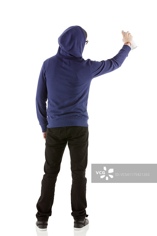 男子涂鸦的背影图片素材