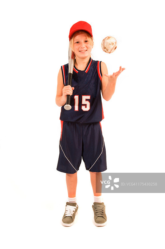12岁女孩垒球运动员图片素材
