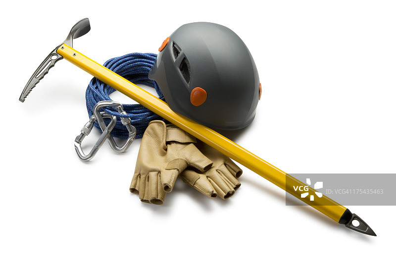 白色背景下的攀岩设备图片素材