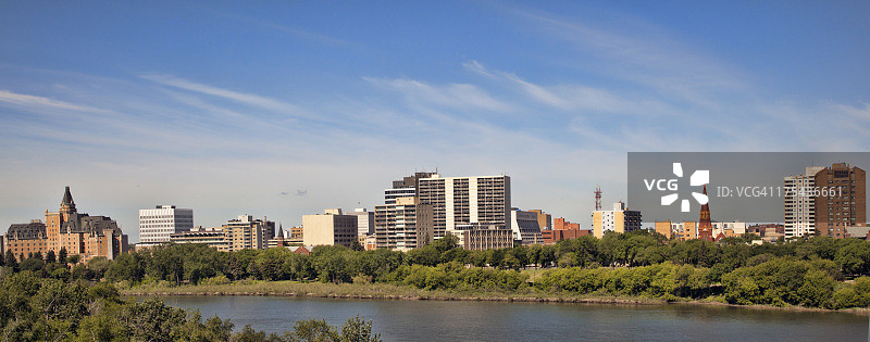 萨斯卡通河岸夏季全景图片素材
