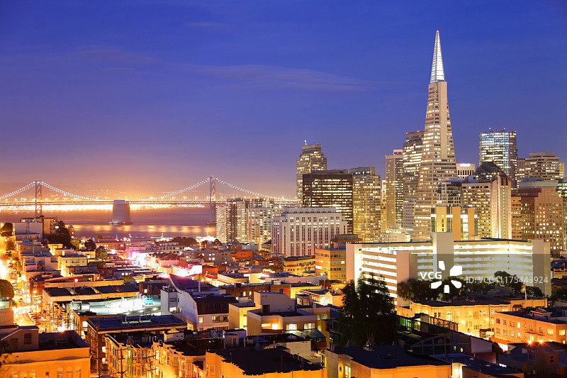 旧金山夜景天际线图片素材