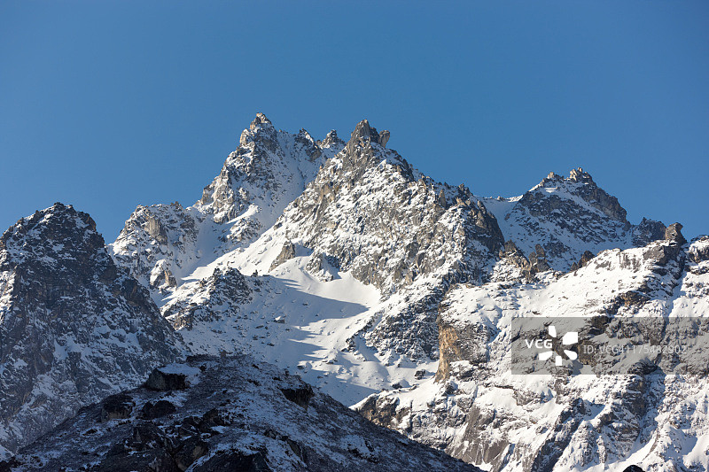 干城章嘉峰，珠穆朗玛峰环线，尼泊尔风光图片素材
