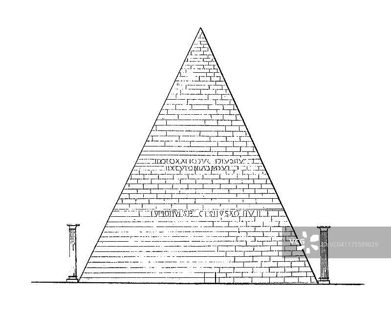 切斯提伍斯金字塔，罗马，意大利 | 古代建筑插图图片素材