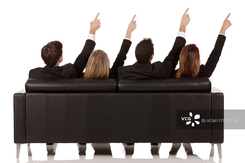 商务高管用手指向上指的背影图片素材