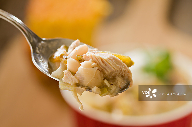 一勺白鸡肉辣椒图片素材