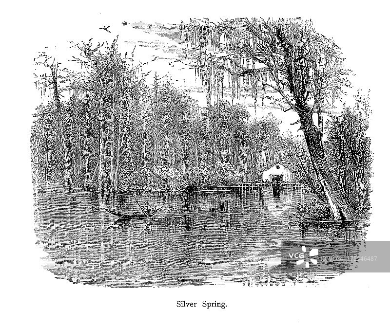 佛罗里达州银泉市：美国历史插图图片素材