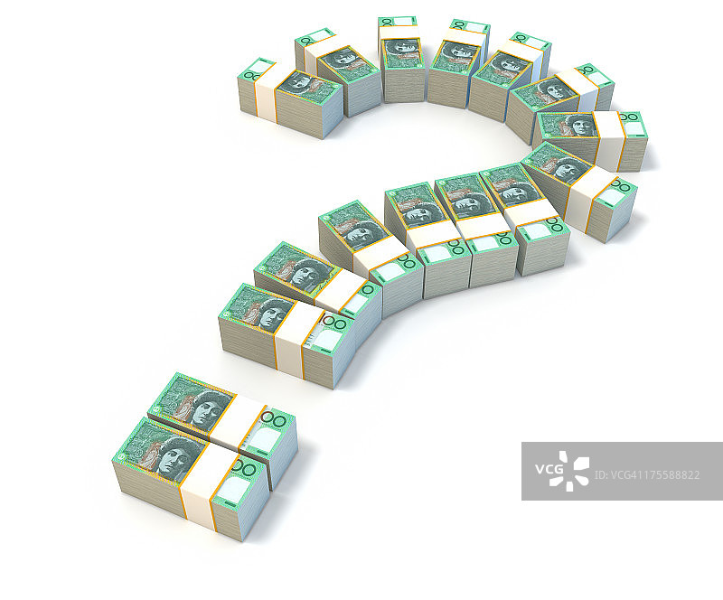问号和金钱。澳元。图片素材