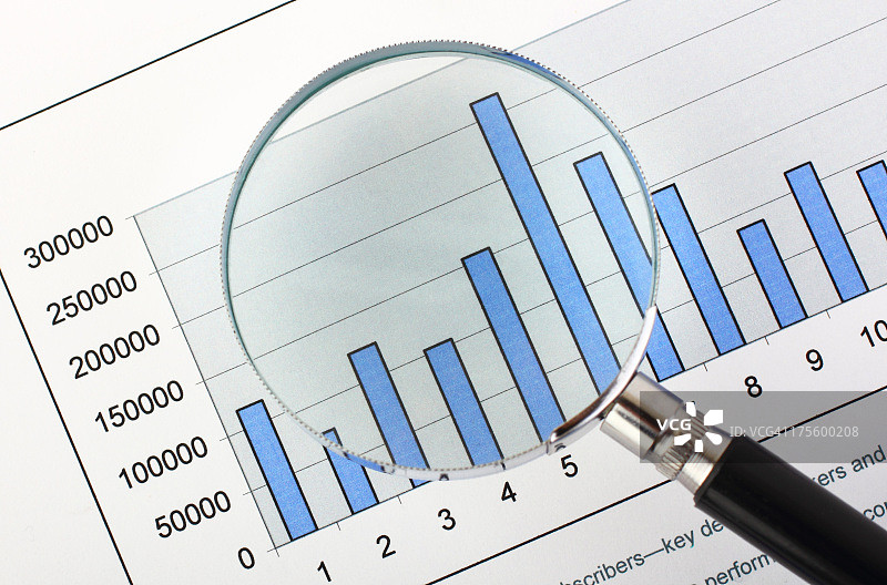 放大镜，商业图表上图片素材