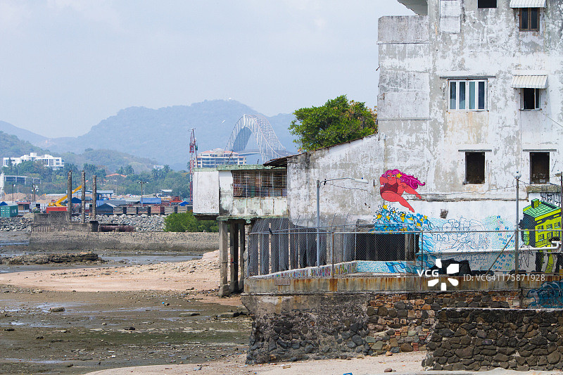 从卡斯科旧城看到的港口大桥图片素材