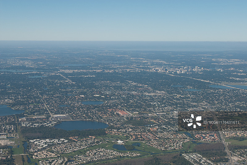 美国佛罗里达州奥兰多市中心航拍图片素材