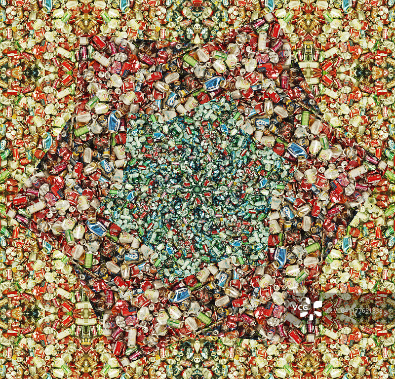 可回收物品的万花筒视图图片素材