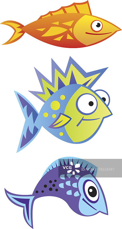 三条卡通鱼图片素材