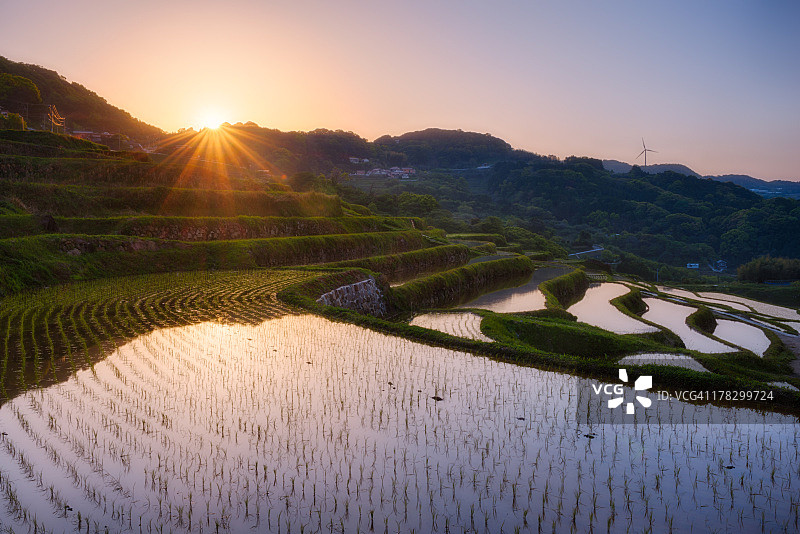 大浦梯田日出图片素材