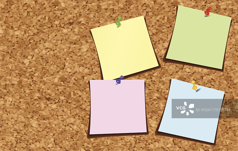 软木板上的便签纸图片素材