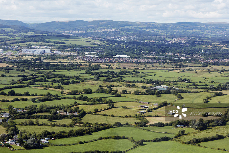 威尔士乡村鸟瞰图图片素材