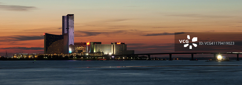 黄昏时分的大西洋城码头区图片素材