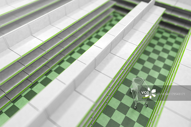 空荡荡的超市和购物车图片素材