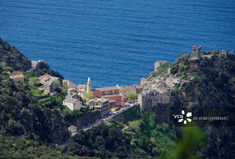 海边的科西嘉村庄图片素材